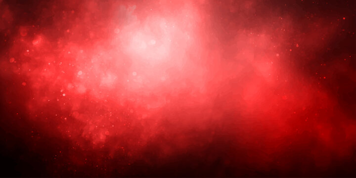 An abstract red background with rays features a dark grunge texture and swirling smoke patterns that evoke a fiery space galaxy or a deep storm cloud wallpaper design