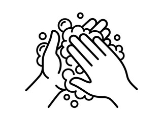 Fototapeta premium Washing hands with soap and water creating bubbles, hygiene and cleanliness
