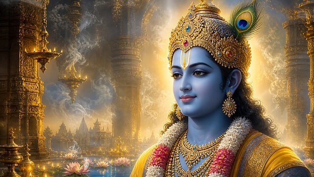 Auspicious Mithuna Sankranti and Nirjala Ekadashi celebration banner featuring Lord Vishnu and Shri Ram with traditional Hindu devotional festival editorial template design