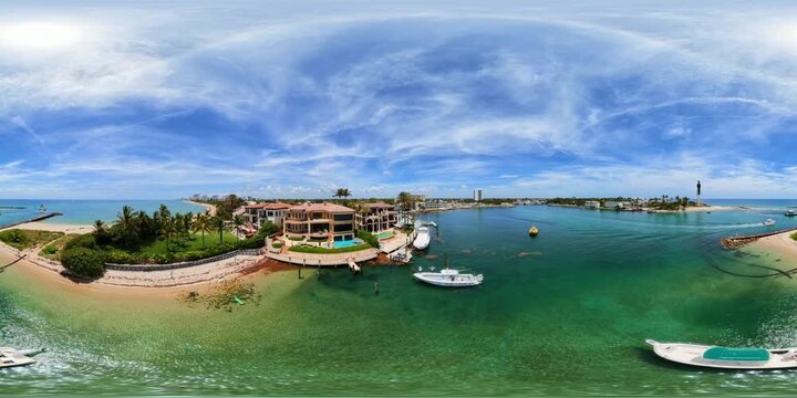 Luxury waterfront homes near the Hillsboro Lighthouse inlet Florida 360 8k VR 360 video 2026