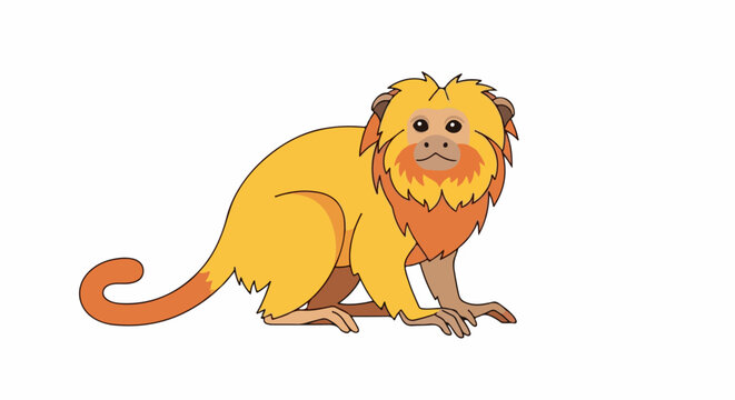 A cartoon golden monkey with a bright yellow coat and an orange mane
