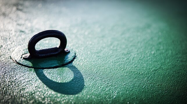 Close-up of thick rubber seal compressed against steel ship hatch, tight fit emphasis, detailed texture, natural light