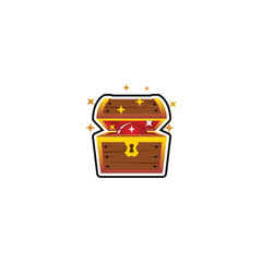 Open Treasure Chest with Gold Coins and Jewels. © @Three