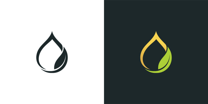 Water Drop Leaf Logo Symbol.
