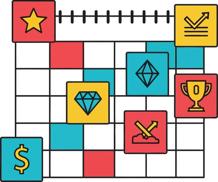 Gamified Business Strategy Board with Goals, Rewards, and Progress