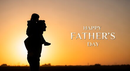 Fototapeta premium Heartwarming father's day silhouette of dad carrying child