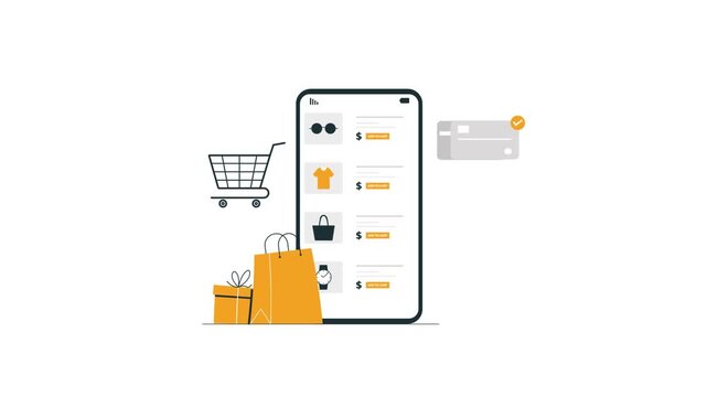4k Online Shopping Concept Animation Video