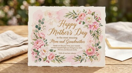 A beautiful, watercolor floral greeting card displays the text 