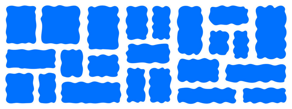Bright blue wavy abstract text box shapes