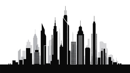 A striking black and white silhouette of a modern city skyline © MdSafi