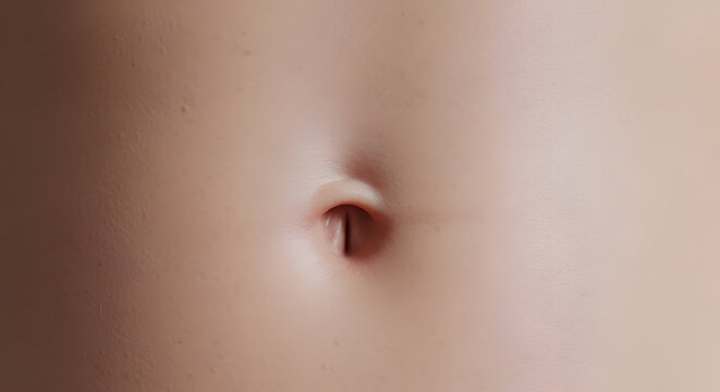 A close up view of a human navel showcasing the intricate details of the belly button