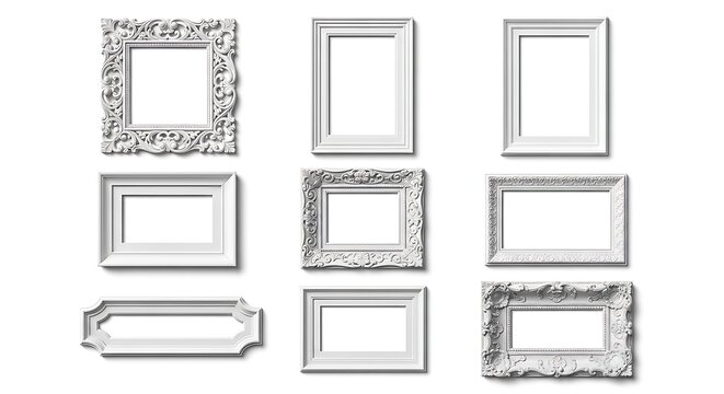 Elegant vintage picture frames collection in neutral tones, ready for custom artwork or photography