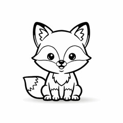 Obraz premium Cute cartoon fox illustration for coloring book pages.