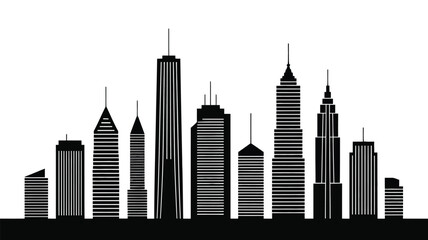A striking black and white silhouette of a modern city skyline © MdSafi