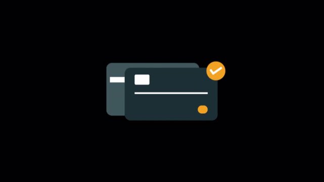 Bank Card with Approved Icon Concept Animation Video - Transparent