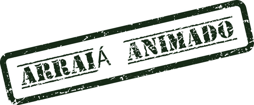 Arrai&aacute; Animado Green Rubber Stamp Evoking Lively Brazilian June Festival Spirit