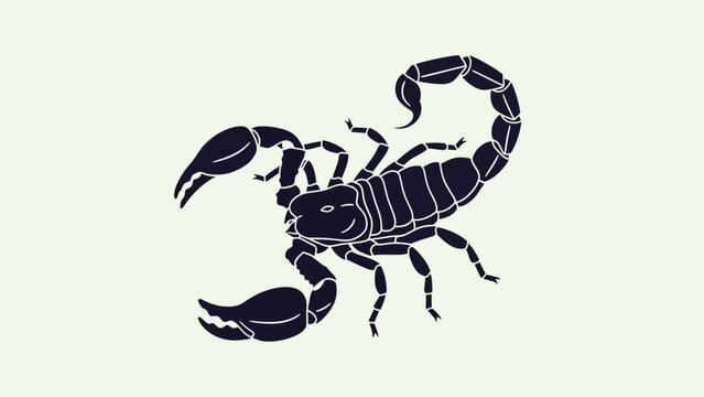 Silhouette of a Scorpion with Curled Tail and Claws, Vector Graphic