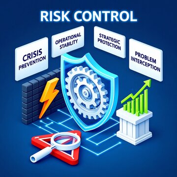 3d shield gear risk control management concept with crisis prevention and problem interception
