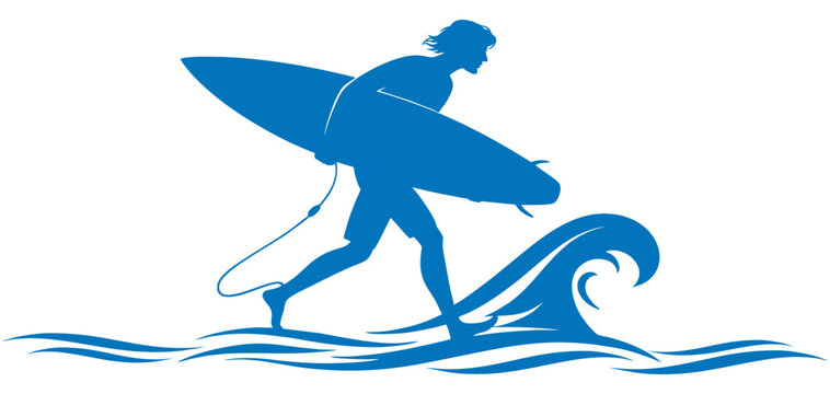 Surfers get ready to go to the middle of the beach to surf
