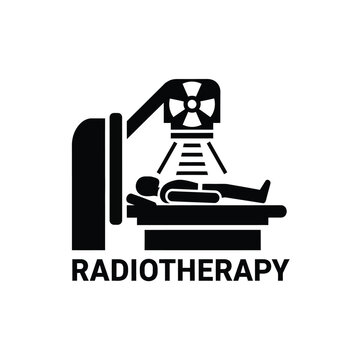 radiotherapy machine icon black silhouette of medical equipment for cancer treatment on white background high quality professional detailed modern elegant