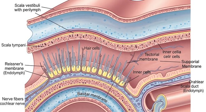 Detailed Cross-Section of Human Skin Showing Layers and Structures.