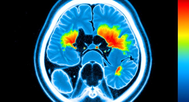 Colorful Brain Scan Image Showing Neural Activity and Brain Regions.