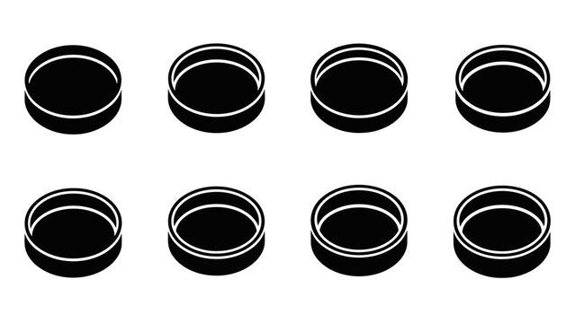 Eight Empty Petri Dishes in a Row, Scientific Research Lab Equipment