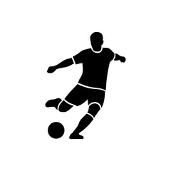 Fototapeta premium Silhouette of Soccer Player Kicking Ball in Action