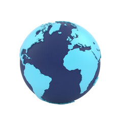 Fototapeta premium Stylized 3D Globe with Blue Continents on Dark Blue Background