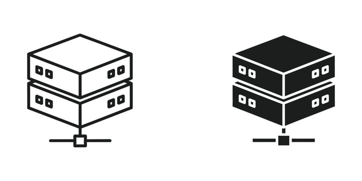 Isometric server rack with network switch illustration
