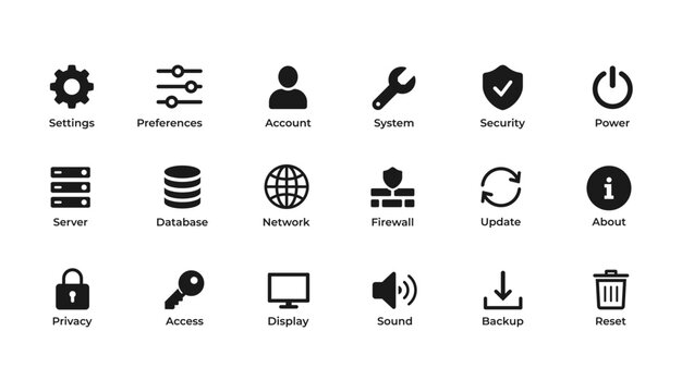 Settings & system icons set logo vector illustration template. Simple design hand draw