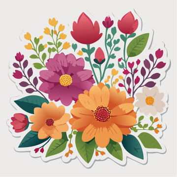 Vibrant Bouquet of Stylized Flowers
