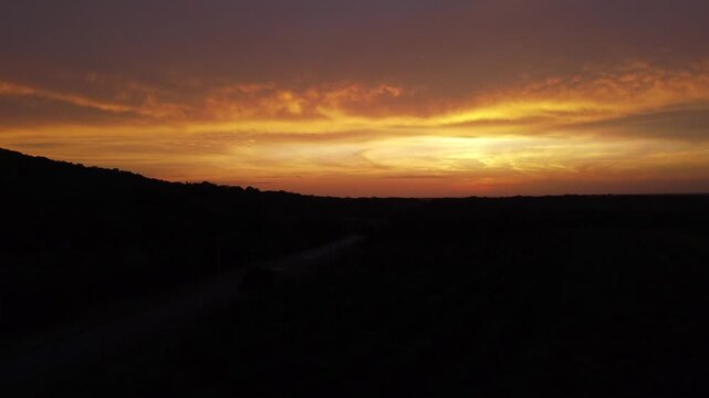 Aerial View of Long Highway at Sunset in Meta Casanare
