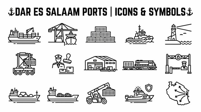 Dar Es Salaam Ports Icons & Symbols - Shipping & Logistics