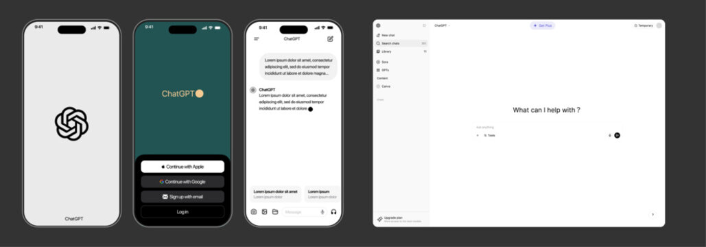 ChatGPT Interface Template Set for Smartphone & Desktop Website.