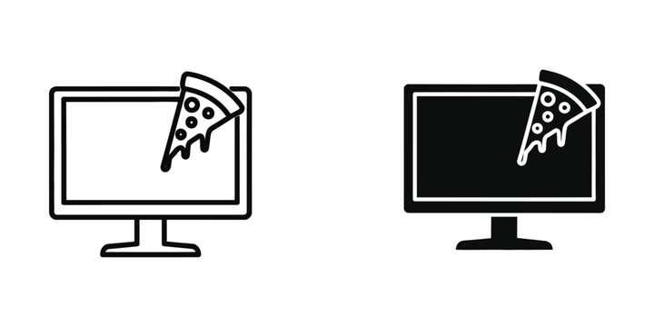 Pizza slice icon on computer screen with different display modes