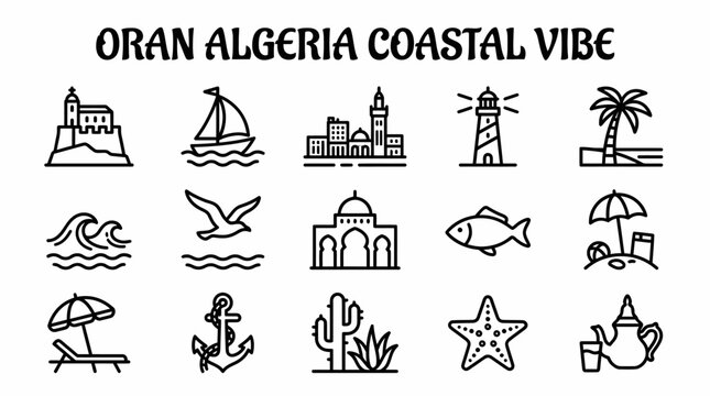 Oran Algeria Coastal Vibe Icons