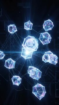 Quantum qubit network processing complex data, illustrating advanced quantum computing infrastructure, modern technology, and laboratory engineering for future research development.