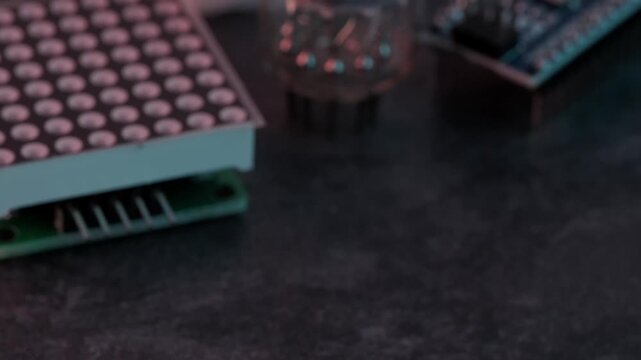 LED matrix display, electronic components and circuit connections for DIY projects, dot pattern details, hobby electronics, circuit building, hobby DIY, prototyping technology