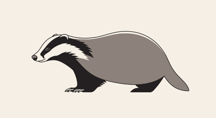 Stylized Badger Illustration - Cute Animal Art © Syakila