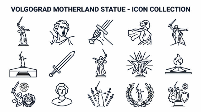 Volgograd Motherland Statue Icons Collection