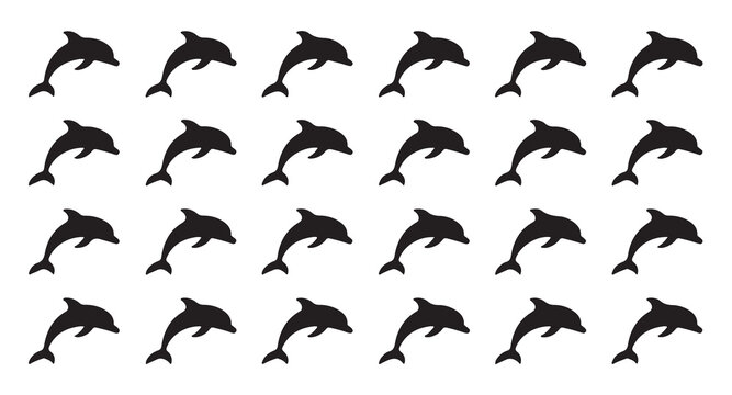Dolphins jumping in ocean waves seamless pattern animal background vector.