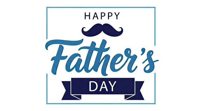 Happy father's day typography with mustache and ribbon graphic