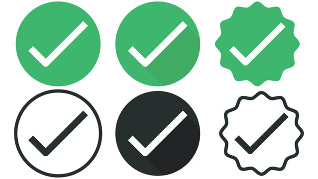 check mark badge icons set verified approval tick symbol vector collection modern design pack
