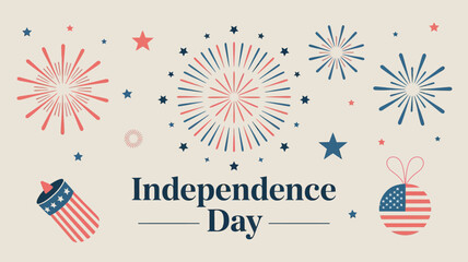 Obraz premium Festive fireworks and patriotic elements celebrate independence day with vibrant colors