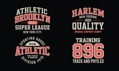 Obraz premium Athletic Brooklyn Super League Vector Badges with Vintage Harlem Typography for Apparel Design