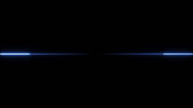 Abstract horizontal glowing neon line on a dark background .Saber Animation Moving Left to Right in ultrawide and Motion graphics of neon line concept.