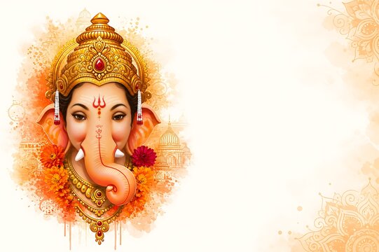 Festive Hindu Celebration Background | Ganpati Bappa Festival | Ganesh Chaturthi Theme | Luxury Gold Decoration | Cultural Religious Design