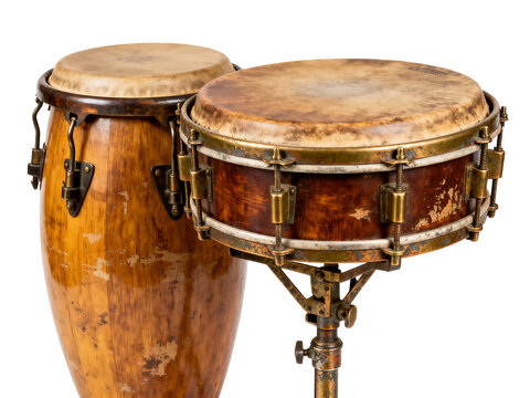 [Transparent Background PNG]Vintage Percussion Drums on White Background