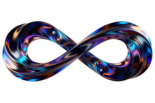 [Transparent Background PNG]Iridescent Metallic Infinity Loop 3D Render Artwork